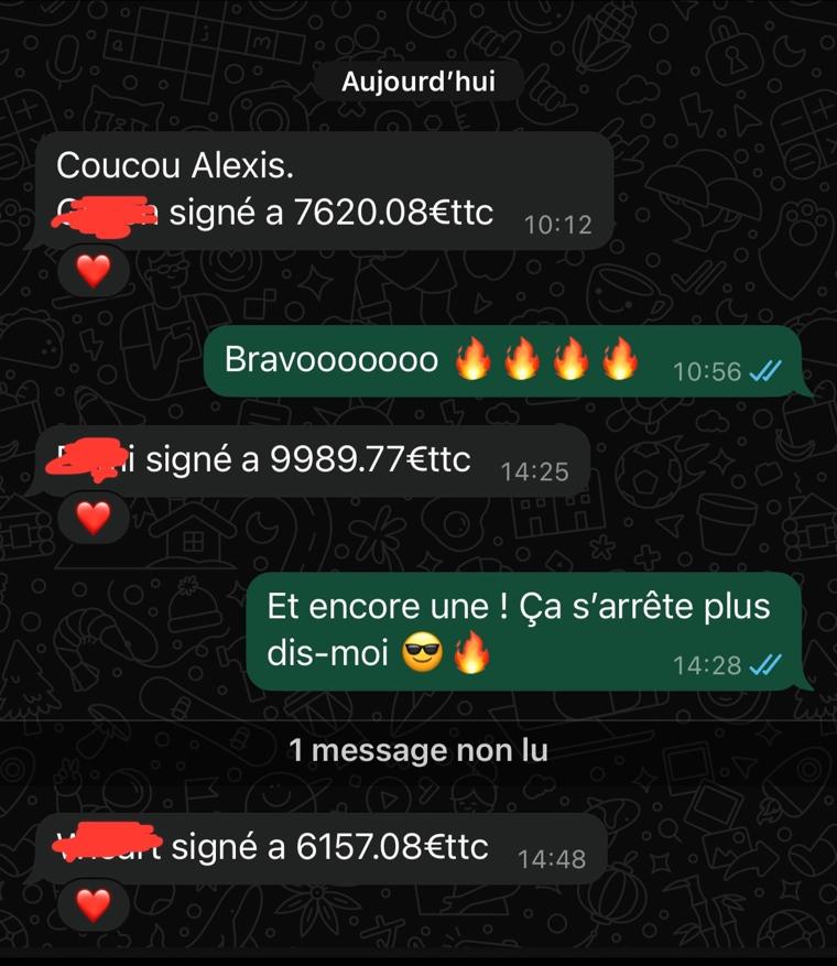 Retour client menuiserie sur WhatsApp