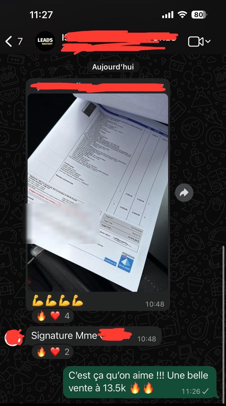 Retour client photovoltaïque sur WhatsApp