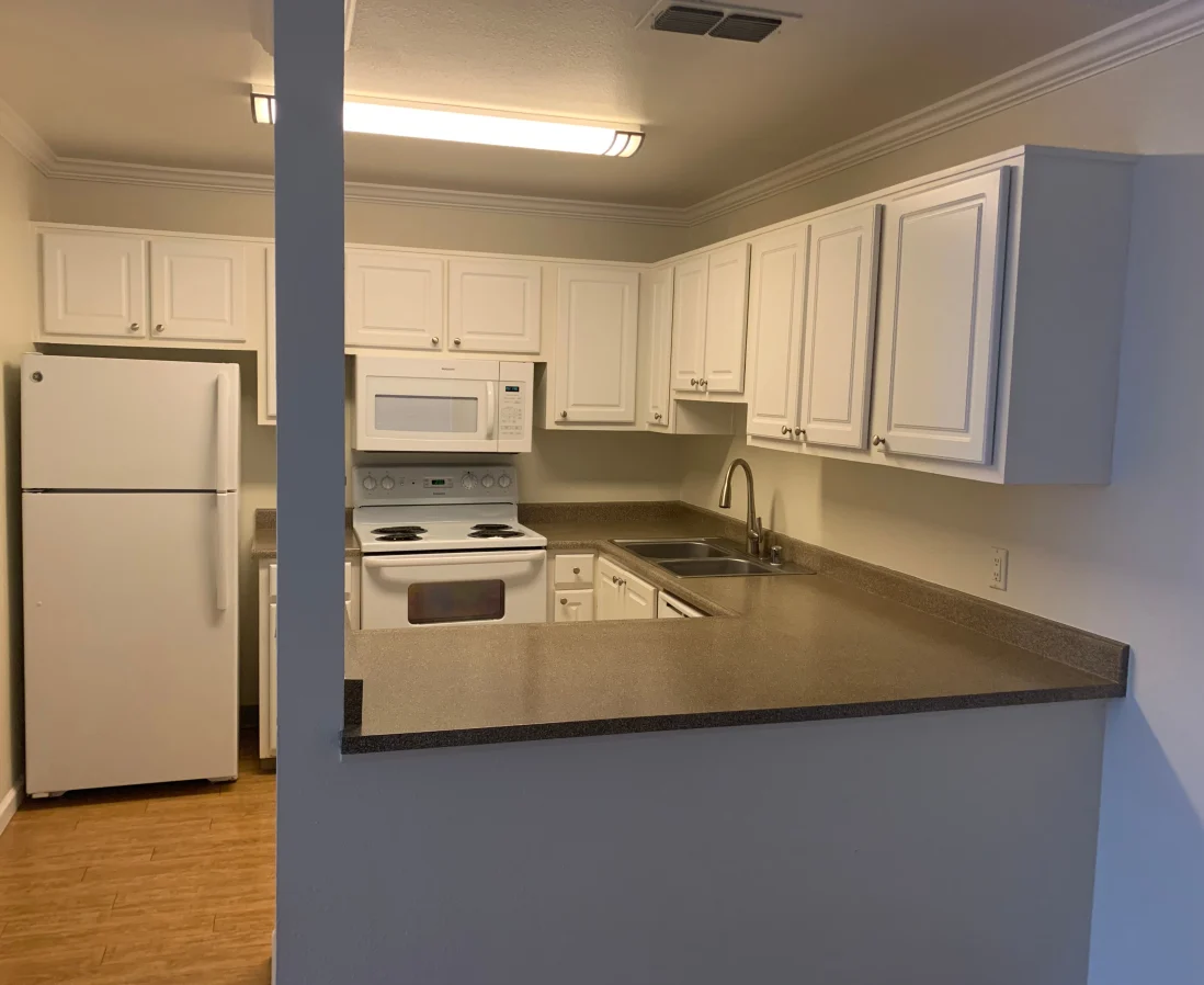 Kitchen with white cabinets