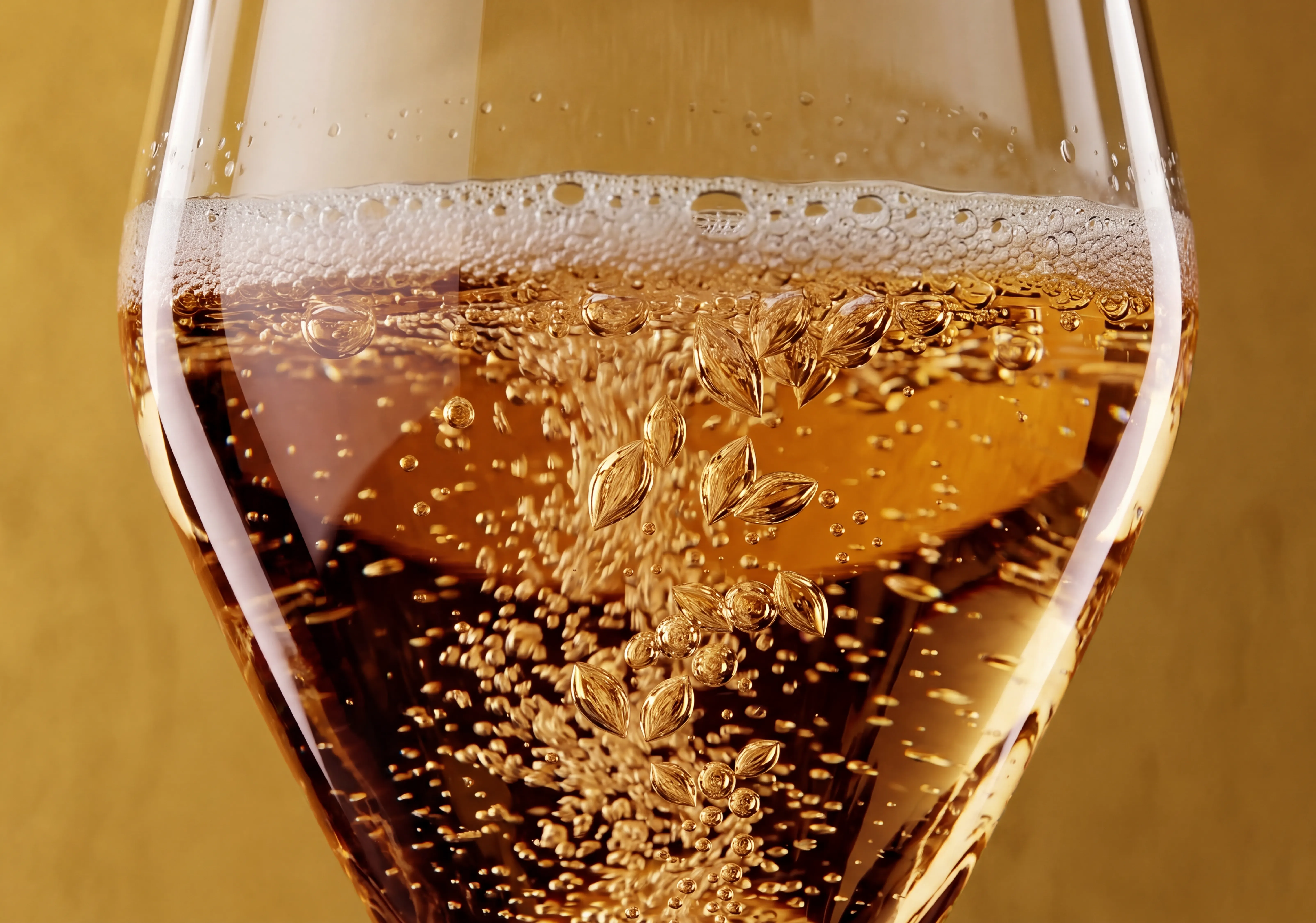 Close-up van een glas NO.ORD met fijne bubbels