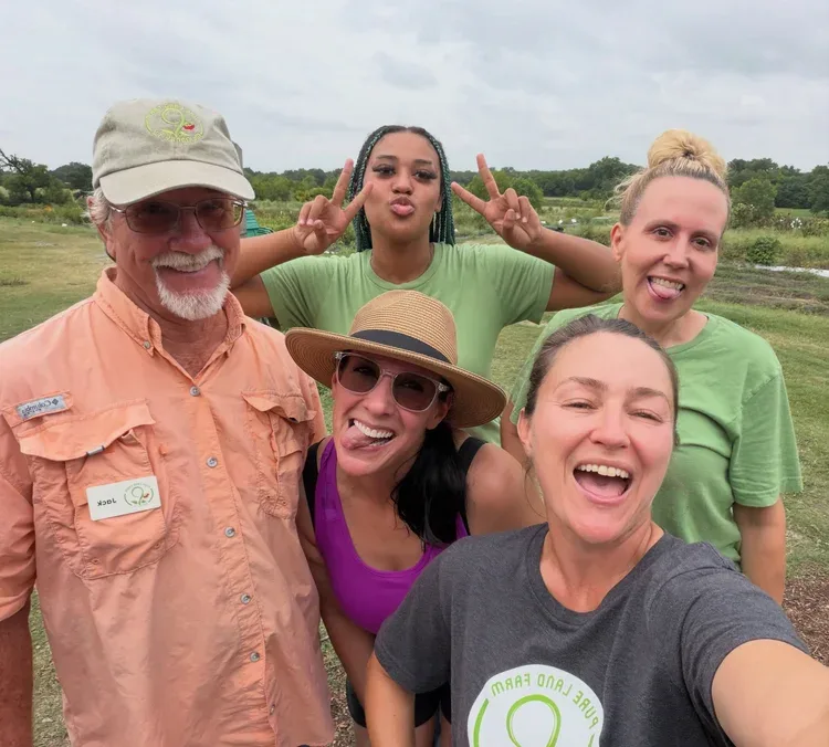 The Pure Land Farm crew at the farm in McKinney, Texas