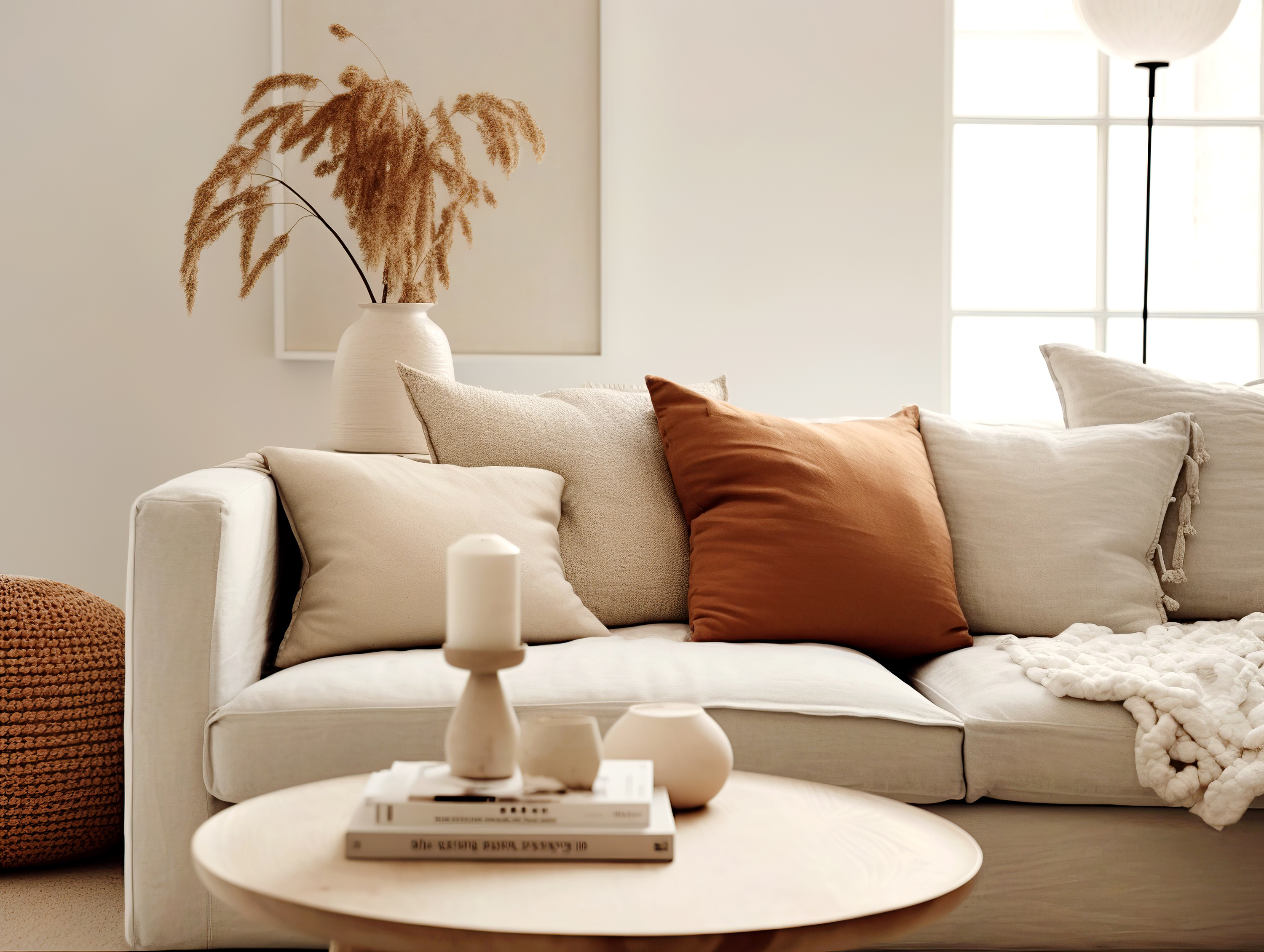 Couch with pillows stock image