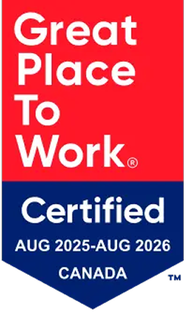 Great Place To Work Certified badge for Canada, valid from August 2025 to August 2026.