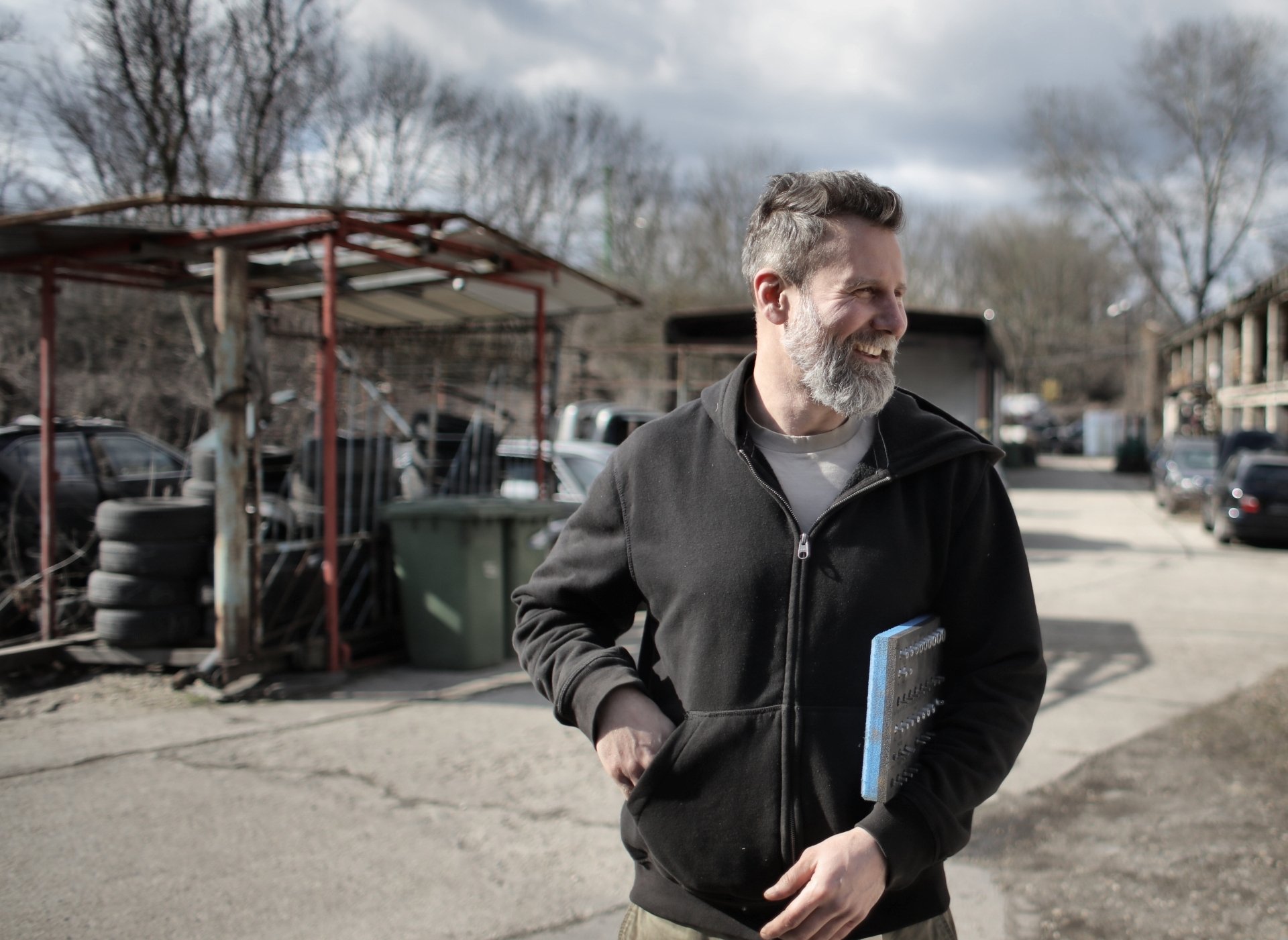 Divorced business owner walking through shop