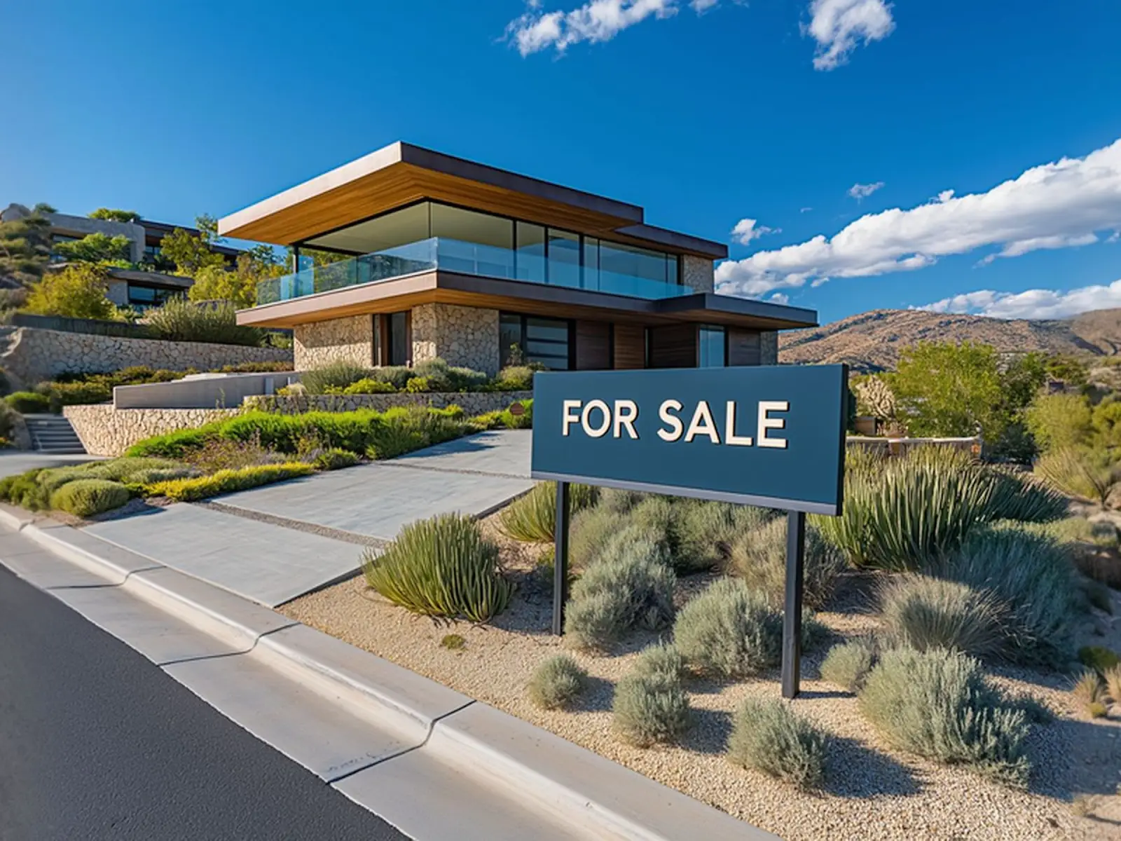 Exterior of a modern home on the market