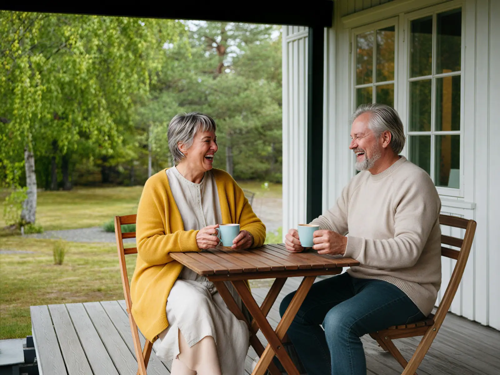 An older couple enjoying a relaxed moment at home
