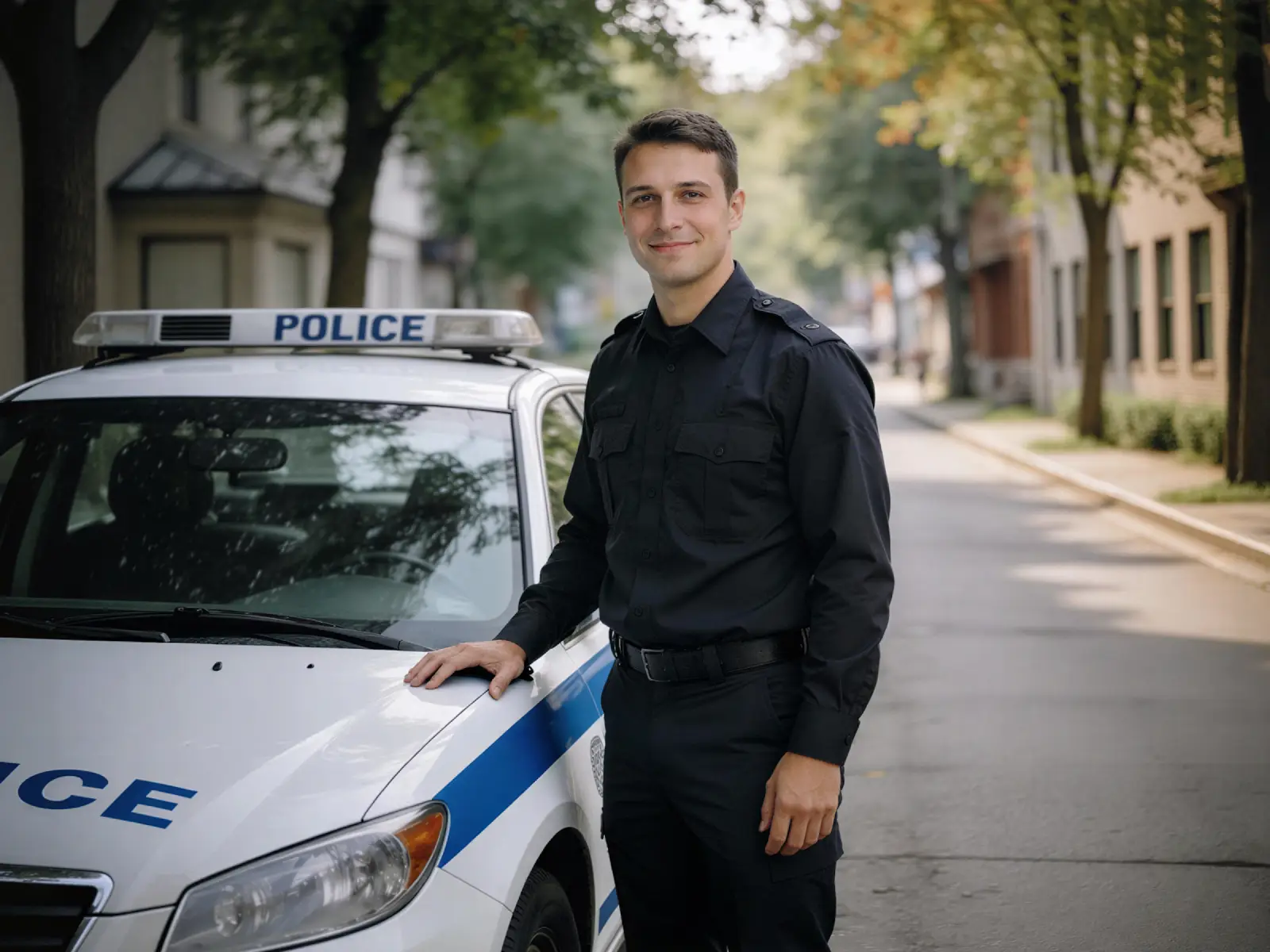 Officer and Patrol Car