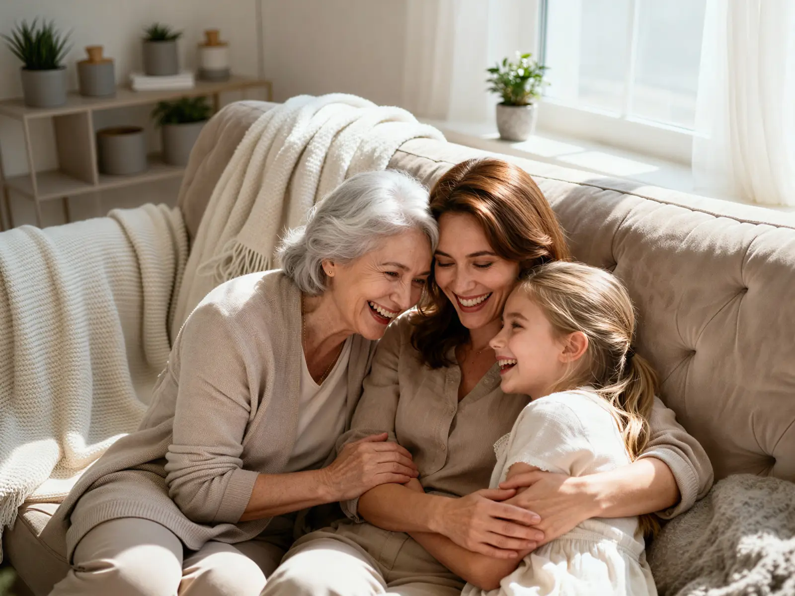 Multiple generations of a family together outdoors
