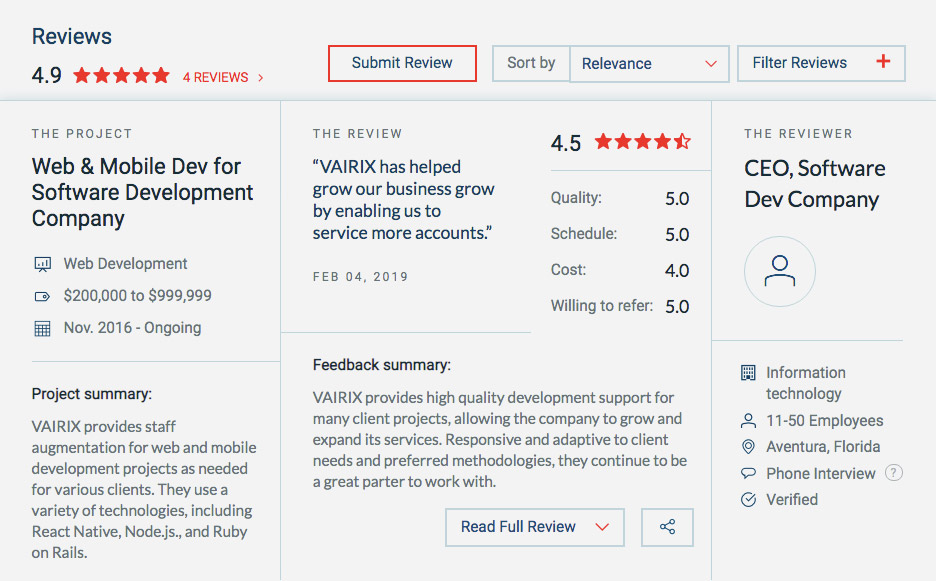 Clutch Review Software Development Partner