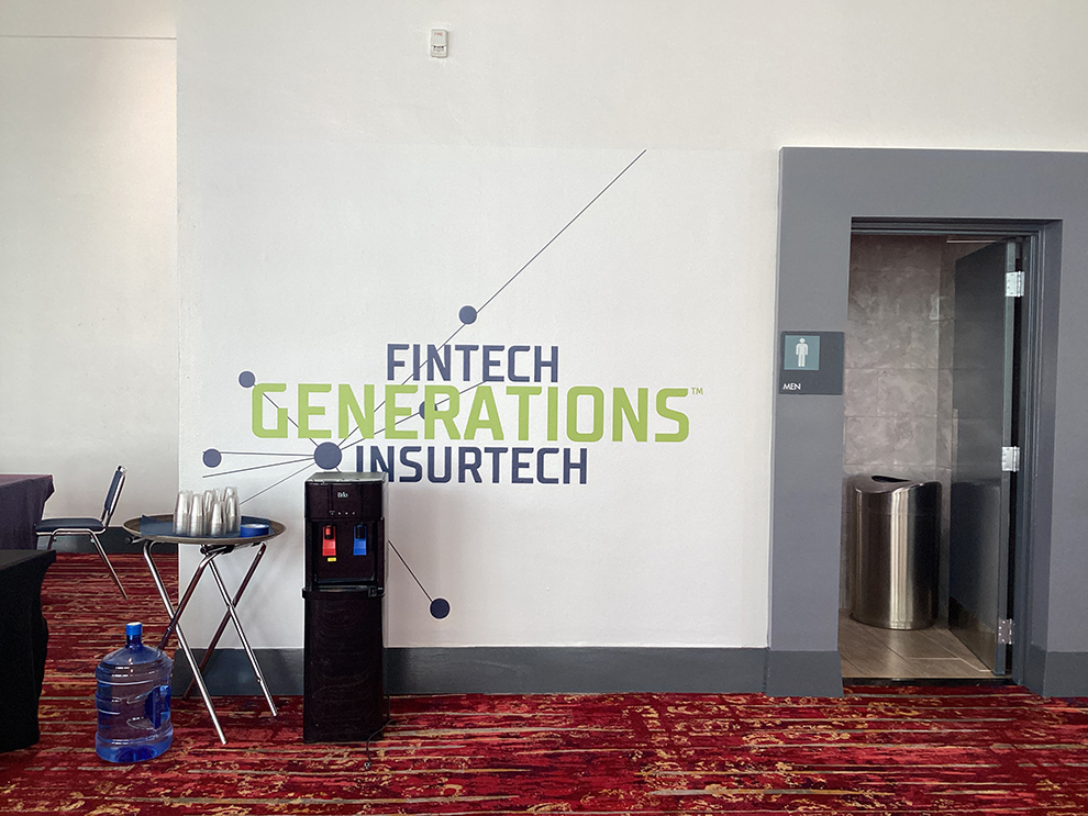 Fintech Generations Insurtech decal on event wall