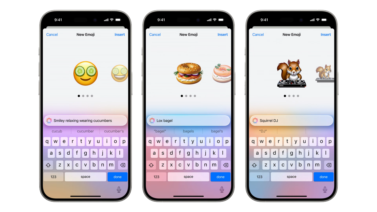 Examples of Apple's Genmoji generations.