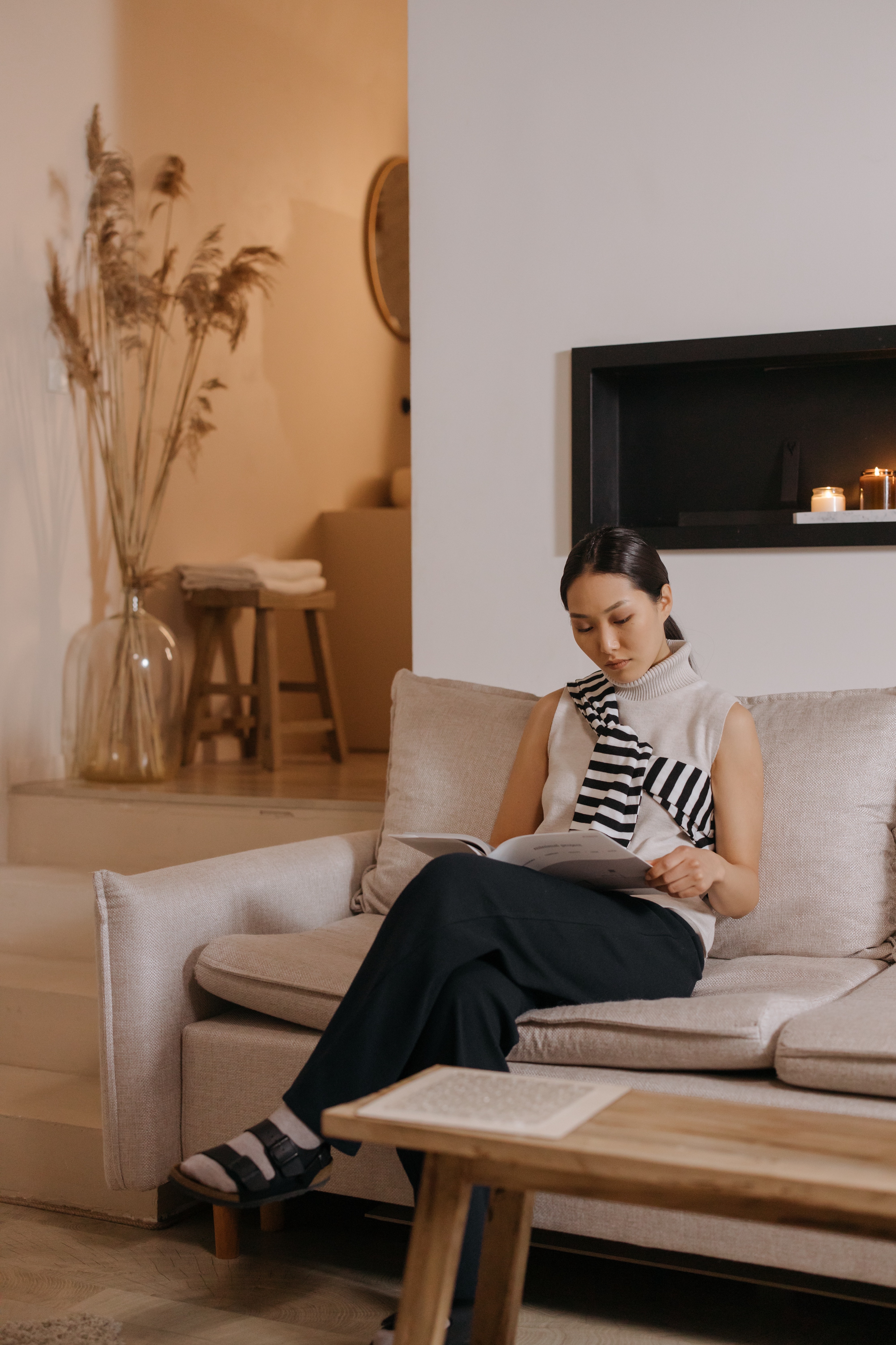Woman reading a book stock image