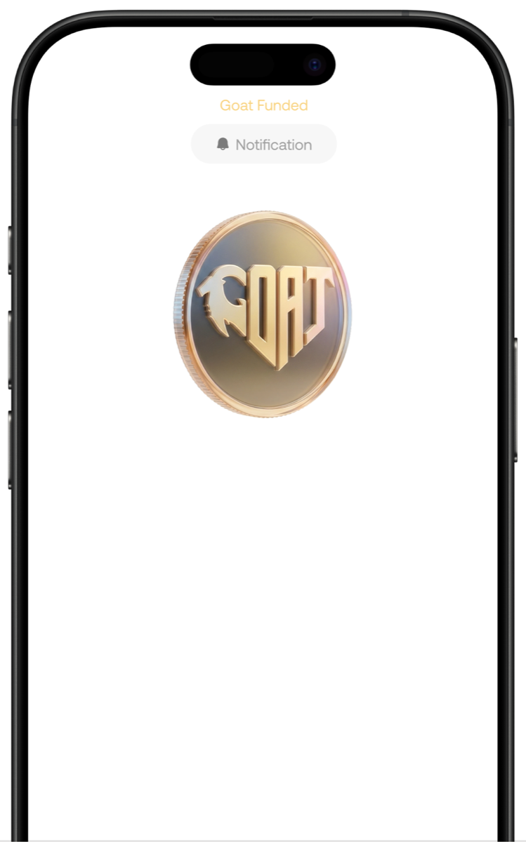 Goat Funded app showing a funded account balance