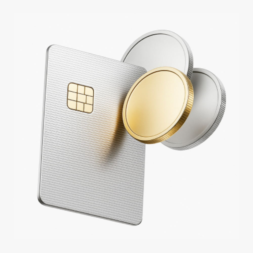 Payment card with gold coins