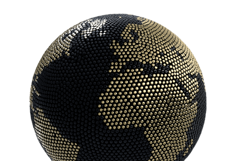 Gold and black globe