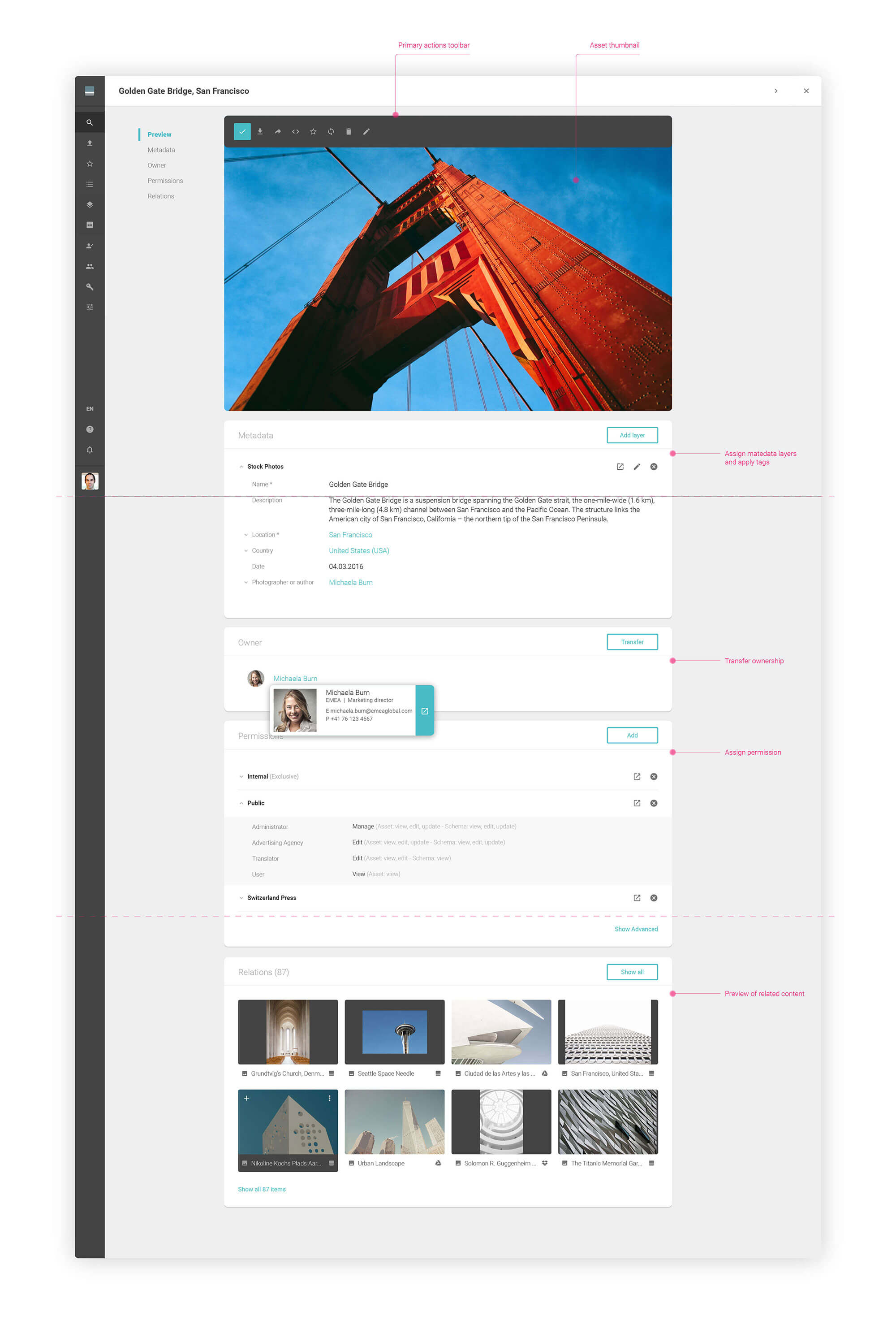 Picturepark asset overview page