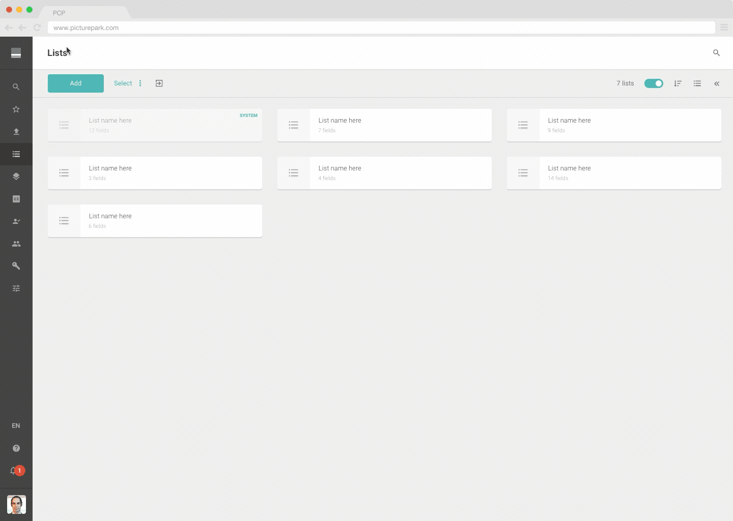 Picturepark responsive layout animation