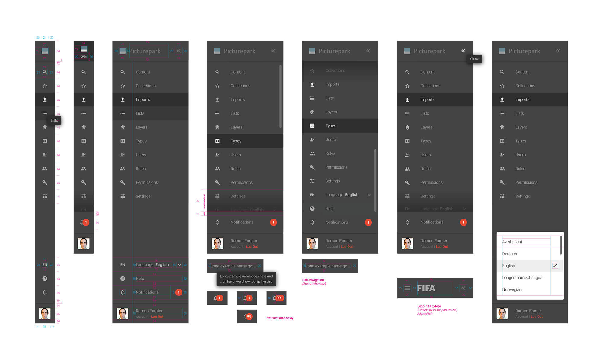 Picturepark navigation GUI