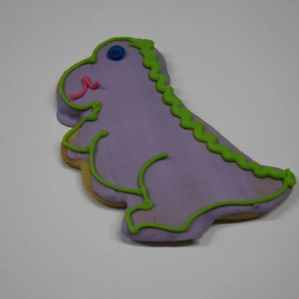Decorated sugar cookies: dinosaur
