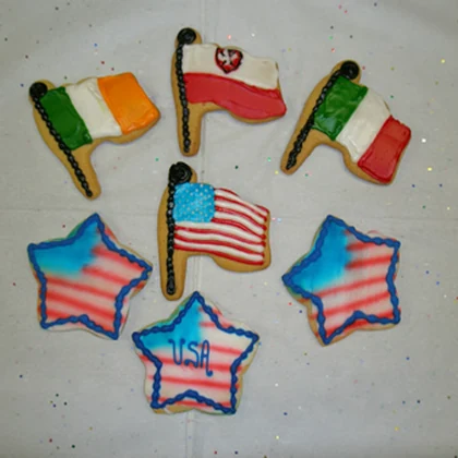 Decorated sugar cookies: flags