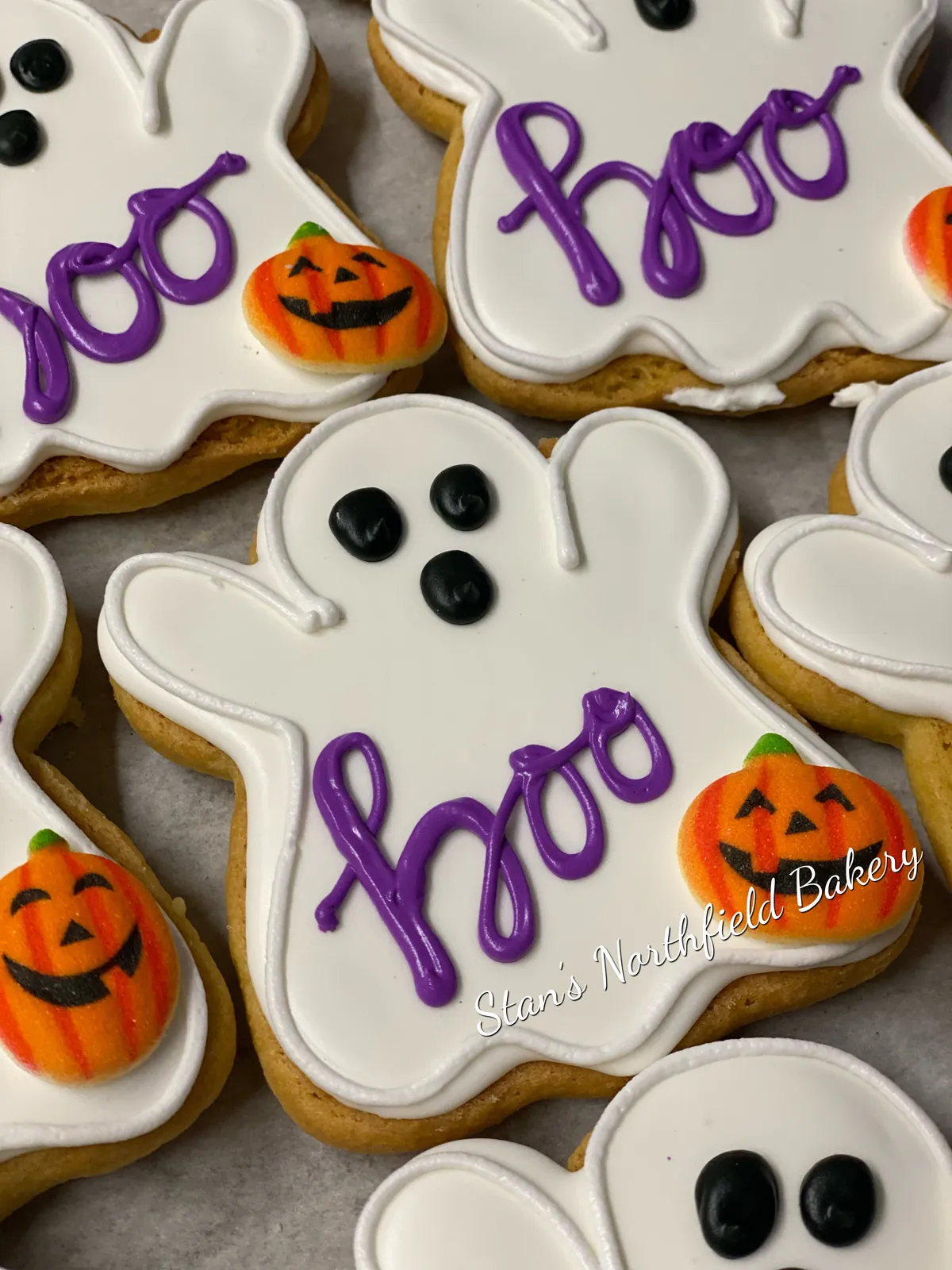 Boo ghost and pumpkin cookies