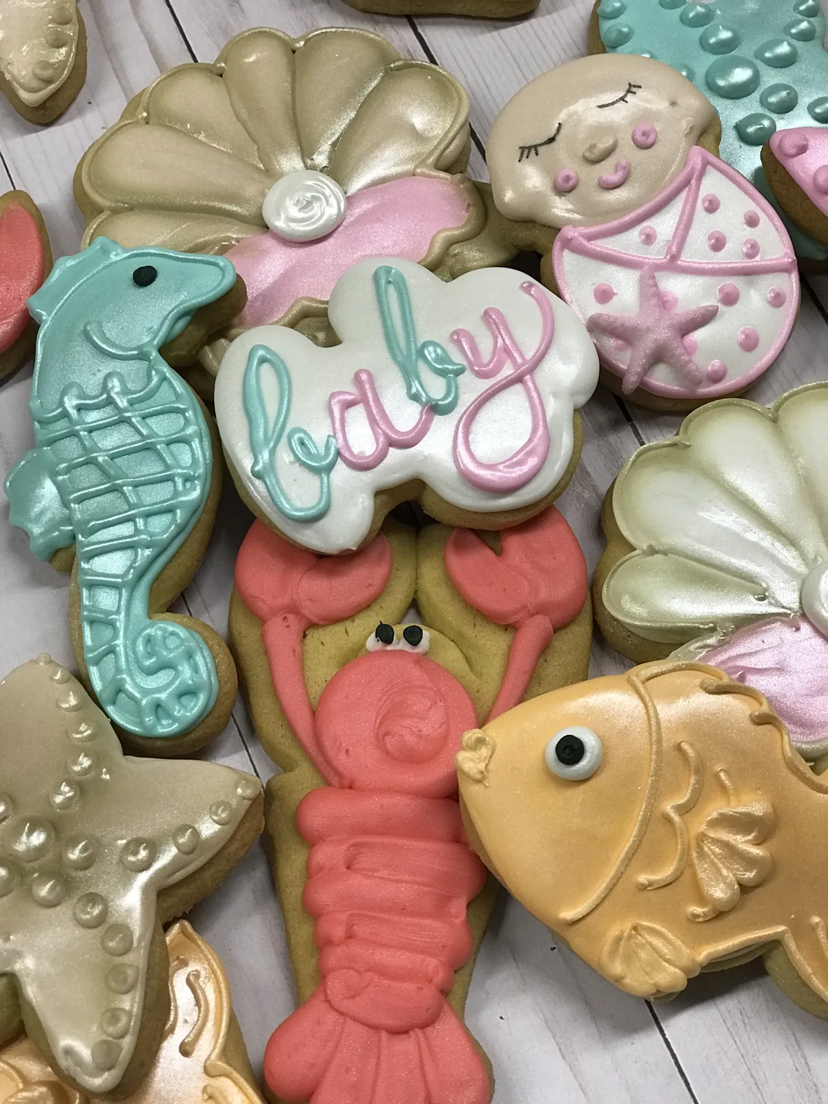 Under-the-sea baby shower cookies