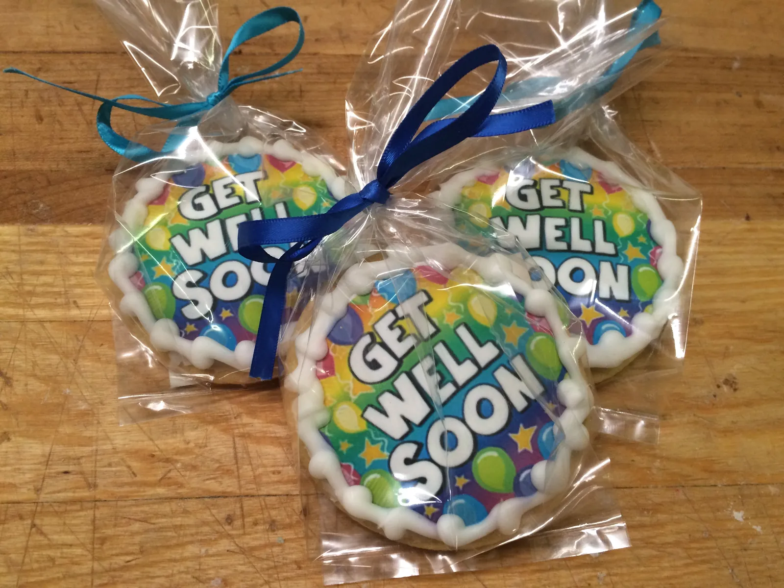 Get well soon cookies in cellophane bags