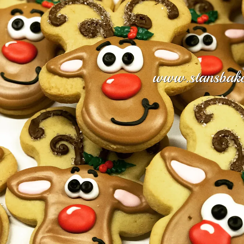 Rudolph reindeer cookies in royal icing