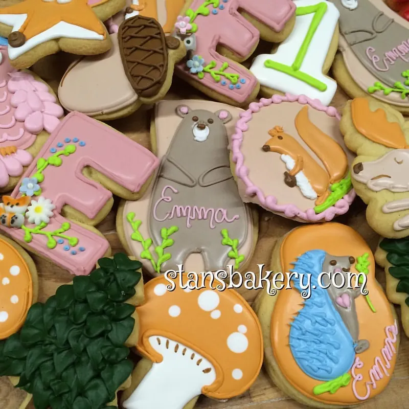 Woodland animal cookies in royal icing