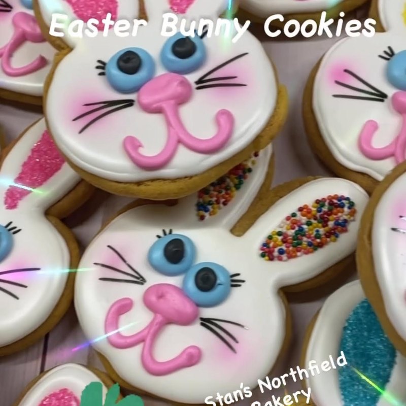 Easter bunny sugar cookies in royal icing
