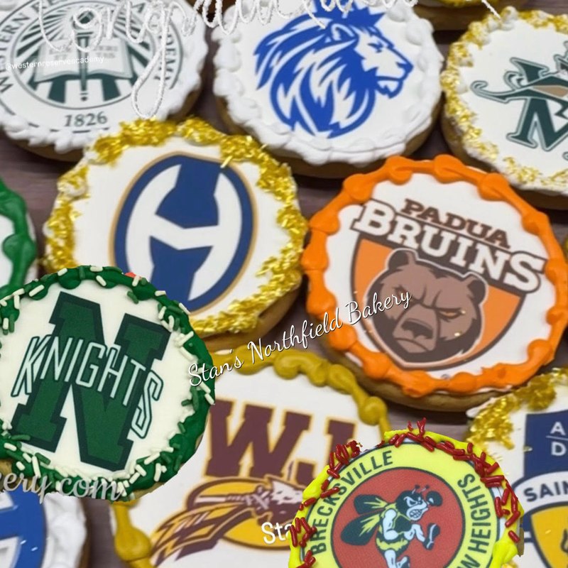 Edible-image cookies with local school and team logos