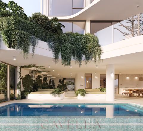 Communal pool deck at a residential project