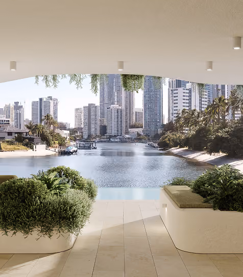 Landscaped communal terrace overlooking the city