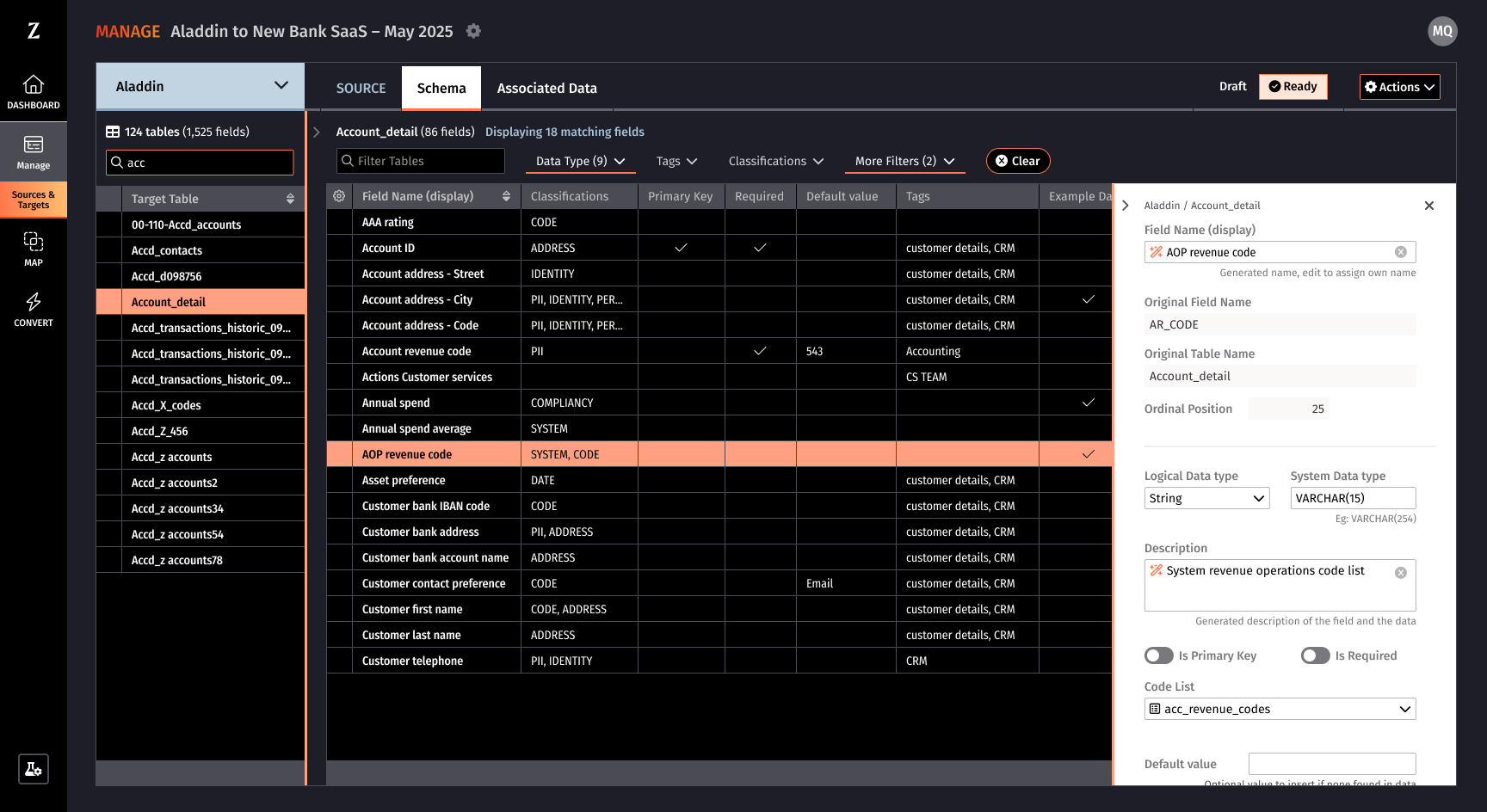 Zengines schema analysis — automatic classification and profiling of source data