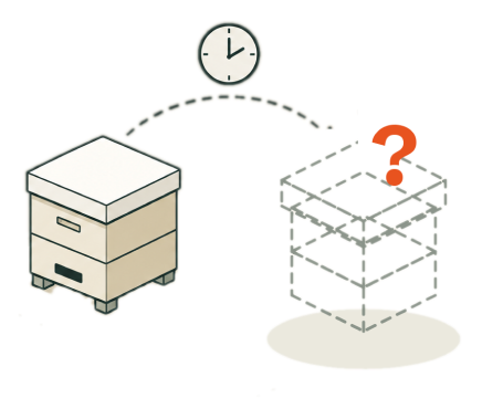 Illustration of a hive changing between beekeeper visits