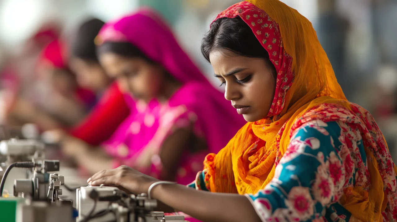 Lady in clothing factory