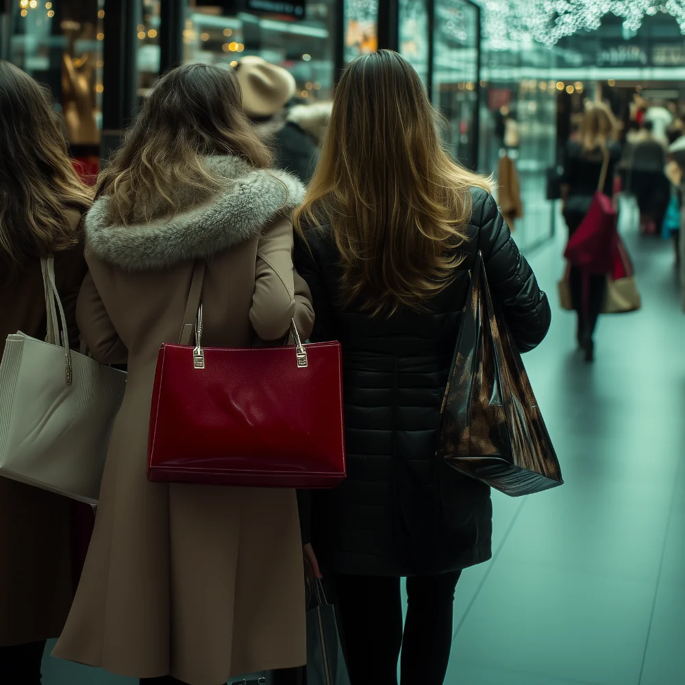 Women shopping in high-end mall