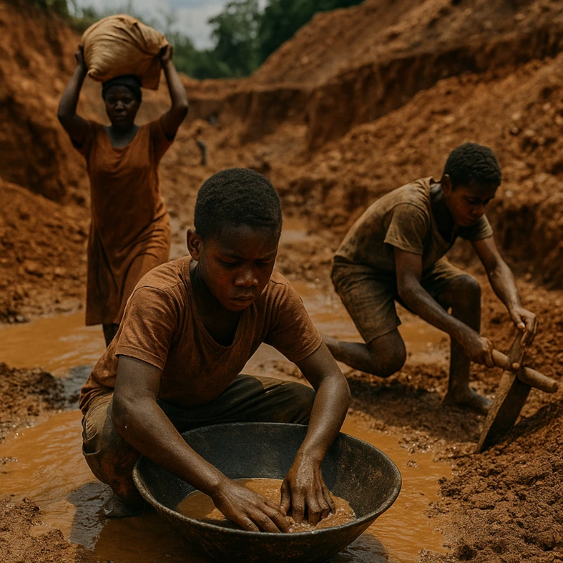Boys in gold mine