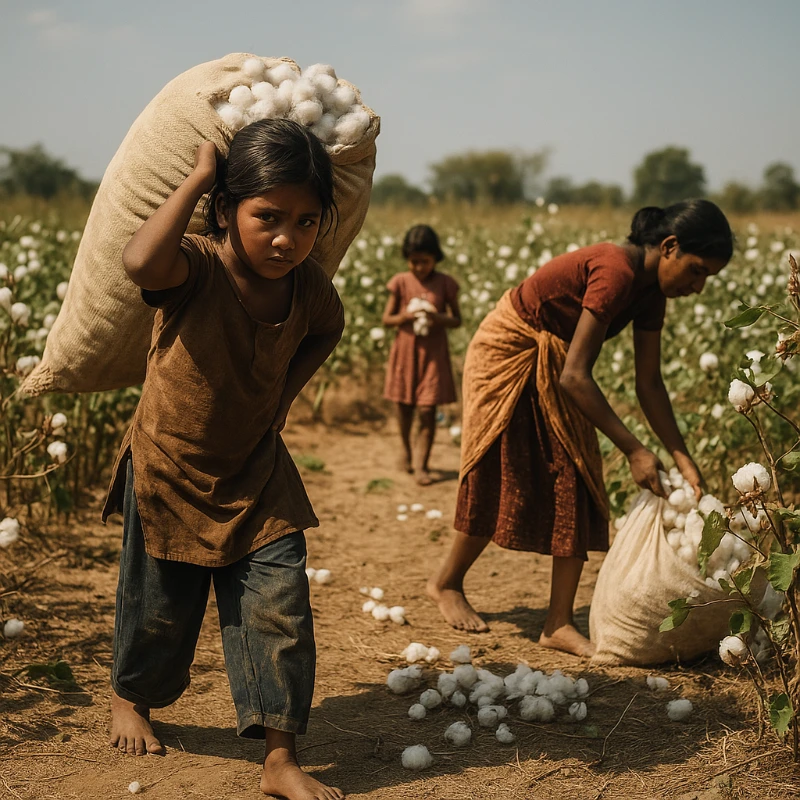 children picking cotton