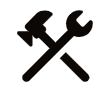 An icon of a hammer and wrench to depict construction