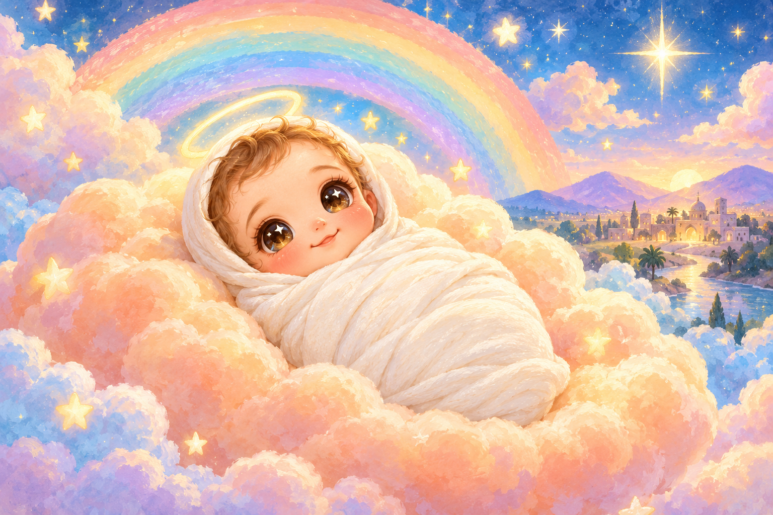 Rainbow Star Baby — Original generated artwork; not a manufactured product photograph