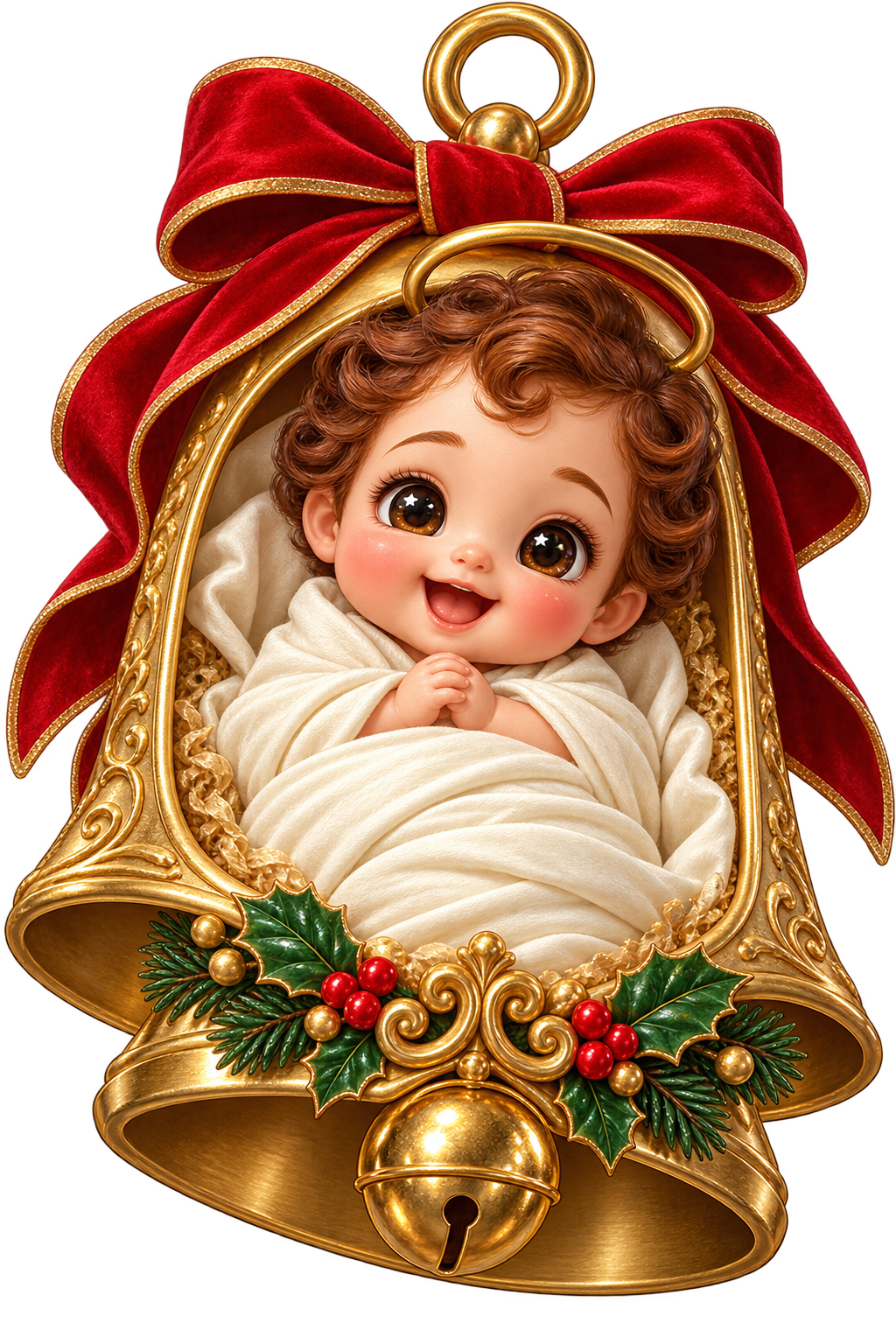 Christmas Bell Baby — Original generated artwork; not a manufactured product photograph