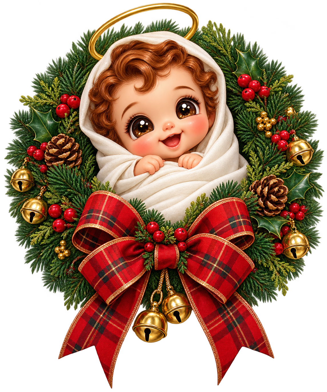 Christmas Wreath Peekaboo — Original generated artwork; not a manufactured product photograph