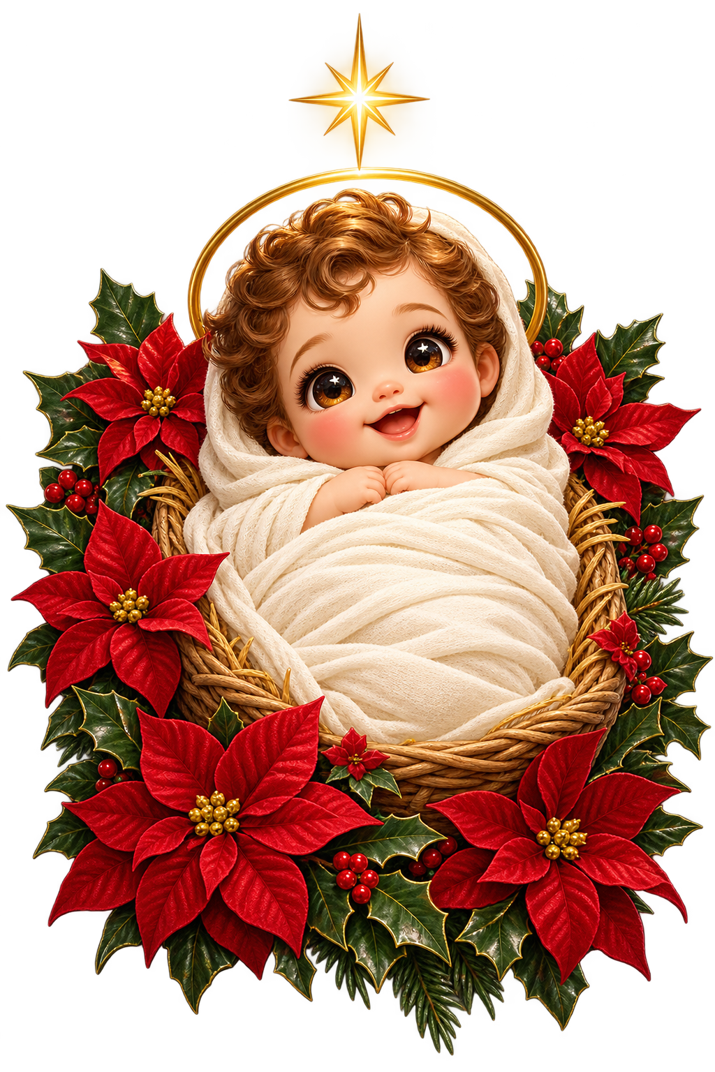 Poinsettia Cradle — Original generated artwork; not a manufactured product photograph