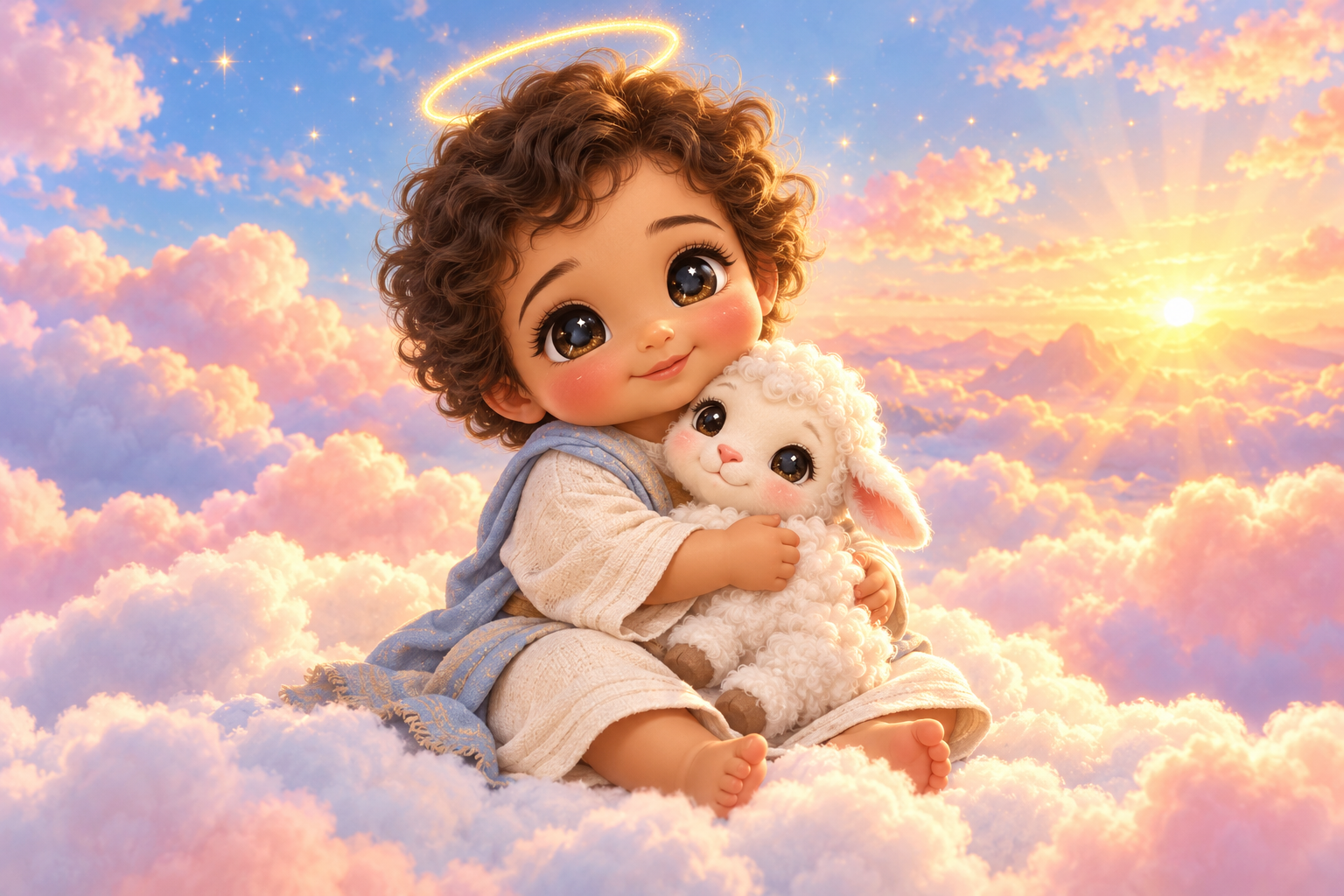 Cloud lamb cuddle — Original generated artwork; not a manufactured product photograph