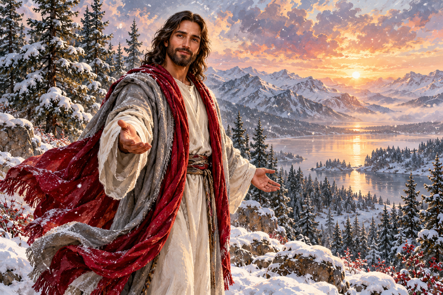 Snowy blessing — Original generated artwork; not a manufactured product photograph
