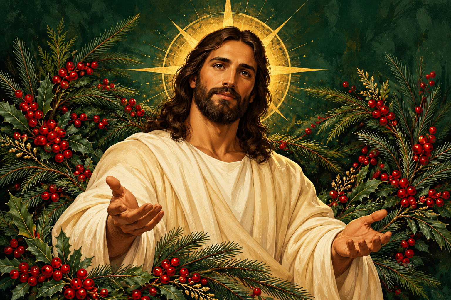 Christmas evergreen — Original generated artwork; not a manufactured product photograph