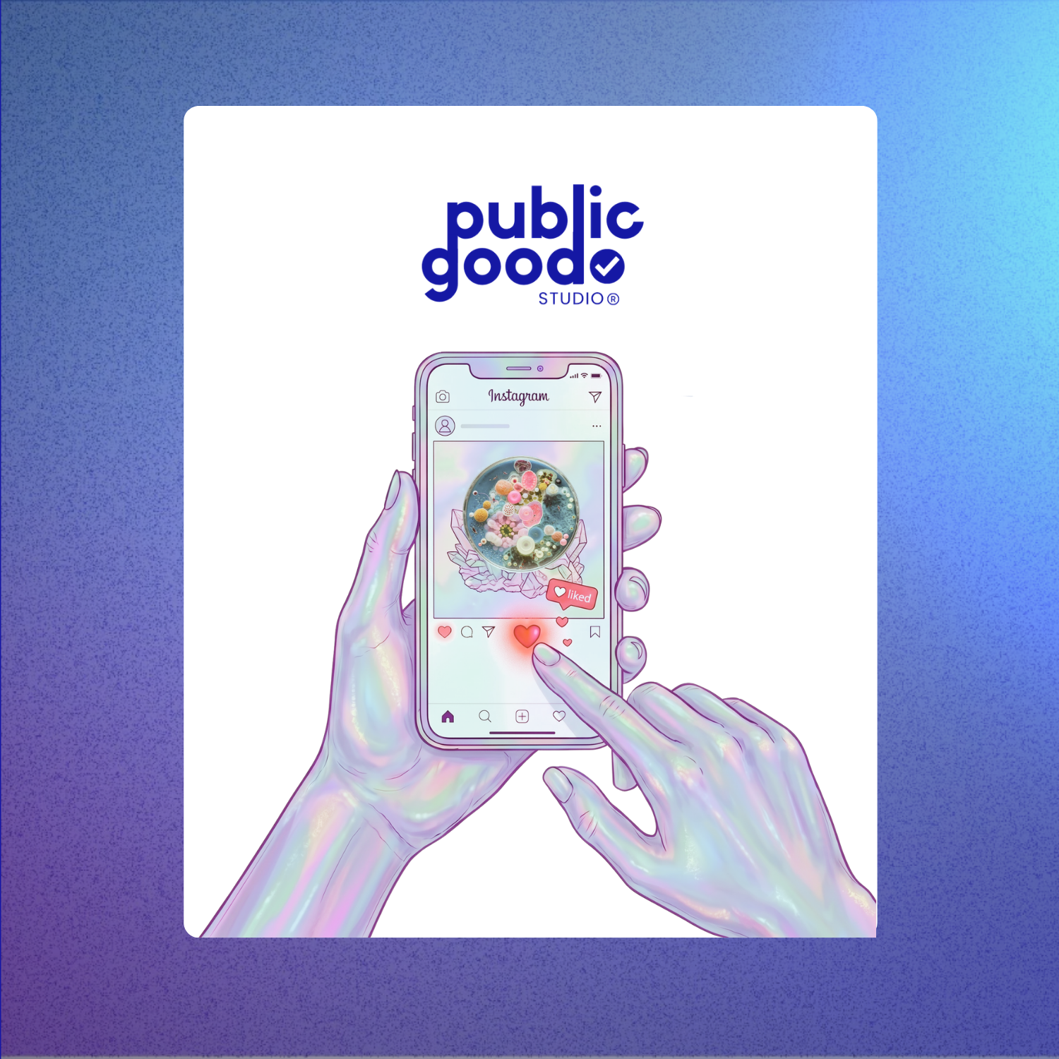 Hand-drawn line art of a smartphone with social media icons