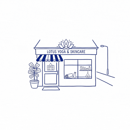Hand-drawn illustration of a neighborhood gym storefront