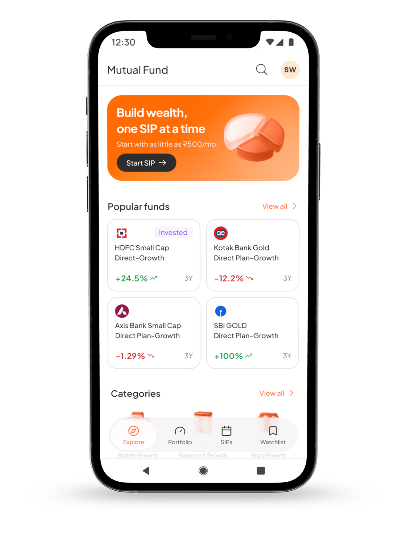 Profyt mobile app shown on a phone